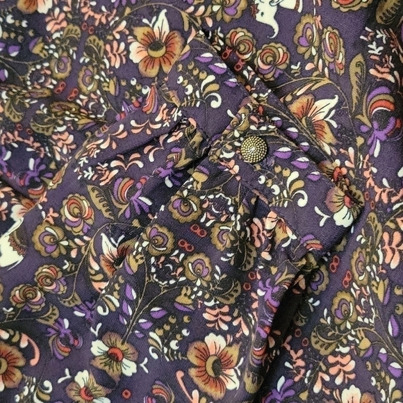 3/$30 CATO Purple Elephant Floral Oversized Long Sleeve Hi-low Scoop Neck Tunic - Picture 5 of 10